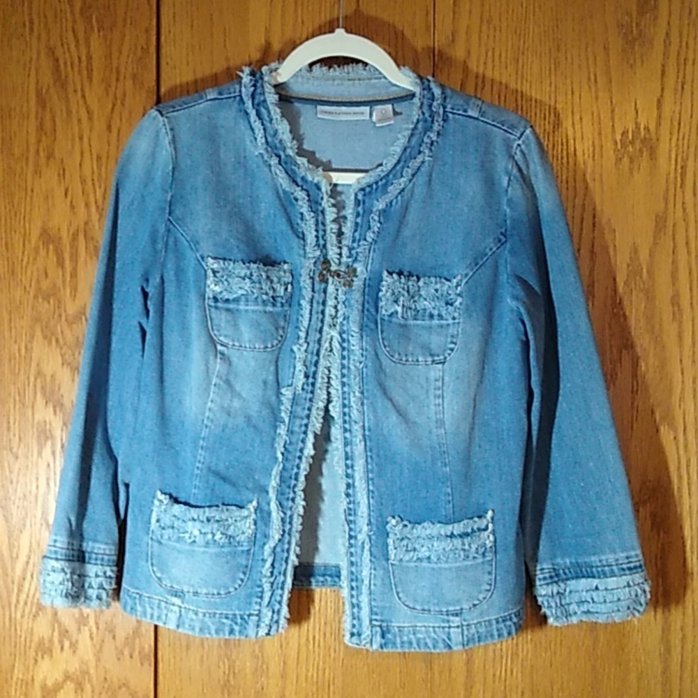 Chicos brand jean jacket, size 0
